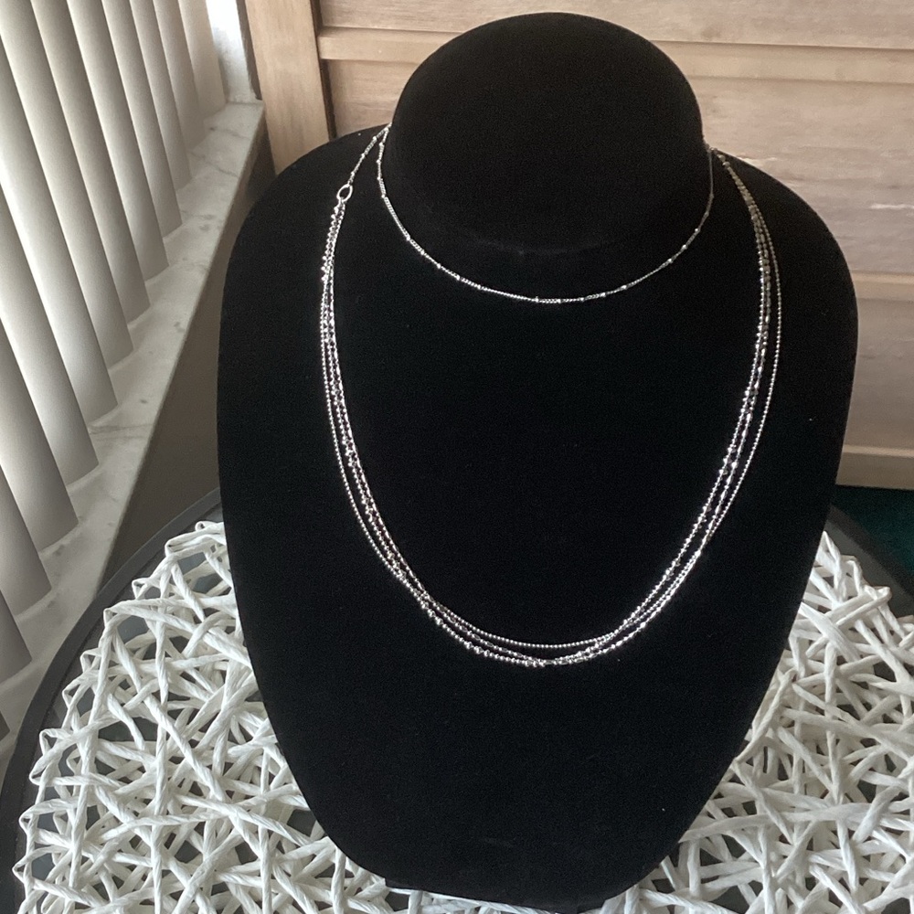 Delicate Multi-Strand Silver Layered Necklace - image 6
